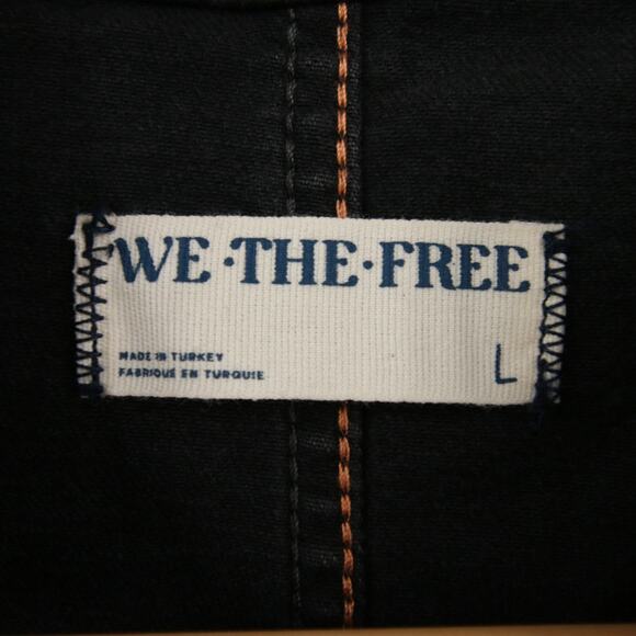 Free People We The Free Jayde Flare Jumpsuit Black Mamba NWT Denim Size L - Picture 11 of 12